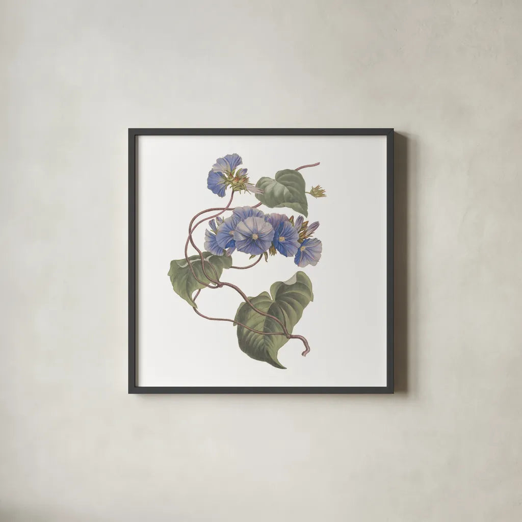 Monument Etching Tile Flowers I by Wild Apple Portfolio. Shown in a sleek black glass frame for a contemporary gallery look. Available as an archival giclee rolled canvas, fine art paper, or poster print. SKU 53758a.