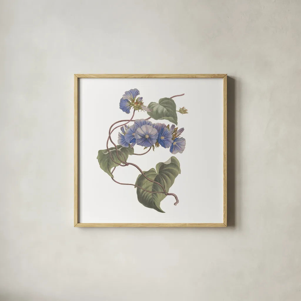 Monument Etching Tile Flowers I by Wild Apple Portfolio. Shown in a natural wood glass frame for a timeless modern aesthetic. Available as an archival giclee rolled canvas, fine art paper, or poster print. SKU 53758a.