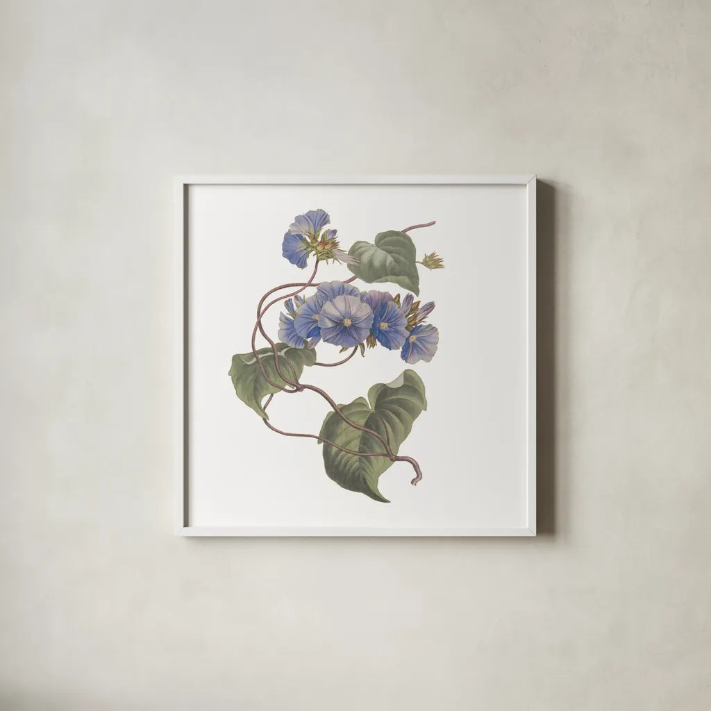 Monument Etching Tile Flowers I by Wild Apple Portfolio. Shown in a crisp white glass frame for a clean and minimalist style. Available as an archival giclee rolled canvas, fine art paper, or poster print. SKU 53758a.