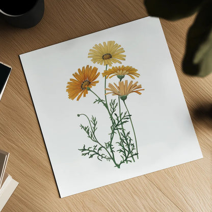 Monument Etching Tile Flowers II by Wild Apple Portfolio. Shown as a detailed flat fine art print, highlighting archival giclee quality. Available as an archival giclee rolled canvas, fine art paper, or poster print. SKU 53759a.