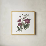 Monument Etching Tile Flowers III by Wild Apple Portfolio. Shown in a natural wood glass frame for a timeless modern aesthetic. Available as an archival giclee rolled canvas, fine art paper, or poster print. SKU 53760a.