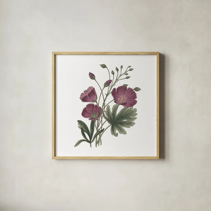 Monument Etching Tile Flowers III by Wild Apple Portfolio. Shown in a natural wood glass frame for a timeless modern aesthetic. Available as an archival giclee rolled canvas, fine art paper, or poster print. SKU 53760a.