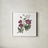 Monument Etching Tile Flowers III by Wild Apple Portfolio. Shown in a crisp white glass frame for a clean and minimalist style. Available as an archival giclee rolled canvas, fine art paper, or poster print. SKU 53760a.