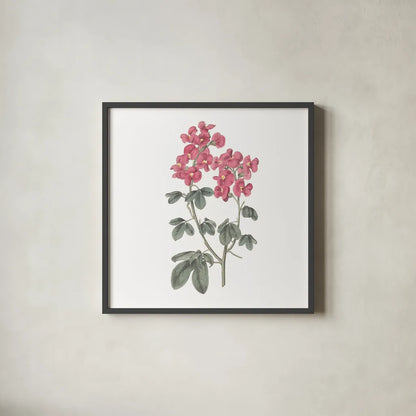 Monument Etching Tile Flowers IV by Wild Apple Portfolio. Shown in a sleek black glass frame for a contemporary gallery look. Available as an archival giclee rolled canvas, fine art paper, or poster print. SKU 53761a.