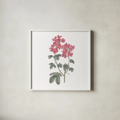 Monument Etching Tile Flowers IV by Wild Apple Portfolio. Shown in a crisp white glass frame for a clean and minimalist style. Available as an archival giclee rolled canvas, fine art paper, or poster print. SKU 53761a.