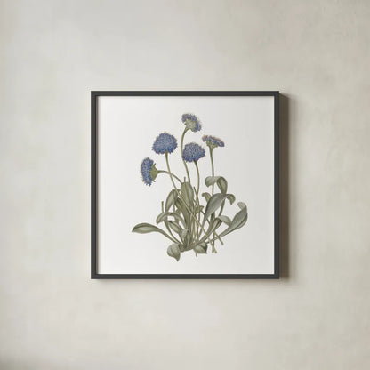 Monument Etching Tile Flowers IX by Wild Apple Portfolio. Shown in a sleek black glass frame for a contemporary gallery look. Available as an archival giclee rolled canvas, fine art paper, or poster print. SKU 53766a.