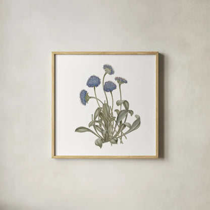 Monument Etching Tile Flowers IX by Wild Apple Portfolio. Shown in a natural wood glass frame for a timeless modern aesthetic. Available as an archival giclee rolled canvas, fine art paper, or poster print. SKU 53766a.