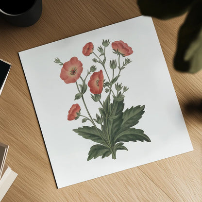 Monument Etching Tile Flowers V by Wild Apple Portfolio. Shown as a detailed flat fine art print, highlighting archival giclee quality. Available as an archival giclee rolled canvas, fine art paper, or poster print. SKU 53762a.