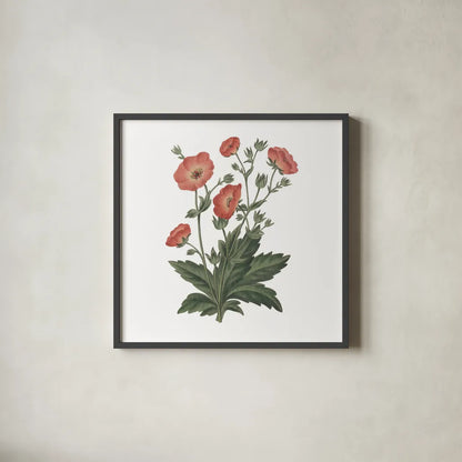 Monument Etching Tile Flowers V by Wild Apple Portfolio. Shown in a sleek black glass frame for a contemporary gallery look. Available as an archival giclee rolled canvas, fine art paper, or poster print. SKU 53762a.