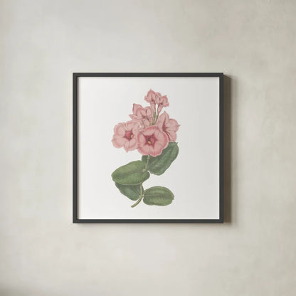 Monument Etching Tile Flowers VI by Wild Apple Portfolio. Shown in a sleek black glass frame for a contemporary gallery look. Available as an archival giclee rolled canvas, fine art paper, or poster print. SKU 53763a.