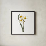 Monument Etching Tile Flowers VIII by Wild Apple Portfolio. Shown in a sleek black glass frame for a contemporary gallery look. Available as an archival giclee rolled canvas, fine art paper, or poster print. SKU 53765a.