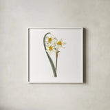 Monument Etching Tile Flowers VIII by Wild Apple Portfolio. Shown in a crisp white glass frame for a clean and minimalist style. Available as an archival giclee rolled canvas, fine art paper, or poster print. SKU 53765a.