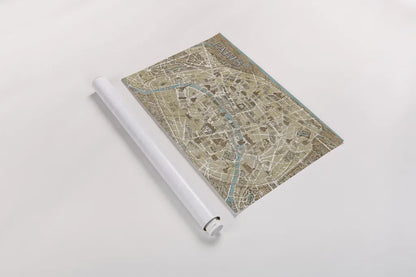 Monuments of Paris Map Blue by Wild Apple Portfolio. shown as a rolled paper print. Available as archival giclee rolled canvas, fine art paper, or poster print. SKU 10976i.