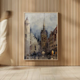 Munich Street by Wild Apple Portfolio. shown as over sized large wall art. Available as an archival giclee rolled canvas, fine art paper, or poster print. SKU 86347h.