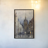 Munich Street by Wild Apple Portfolio. shown as a paper print in a black flame. Available as a archival giclee rolled canvas, fine art paper, or poster print. SKU 86347h.