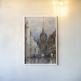 Munich Street by Wild Apple Portfolio. shown as a paper print in a white frame. Available as a archival giclee rolled canvas, fine art paper, or poster print. SKU 86347h.