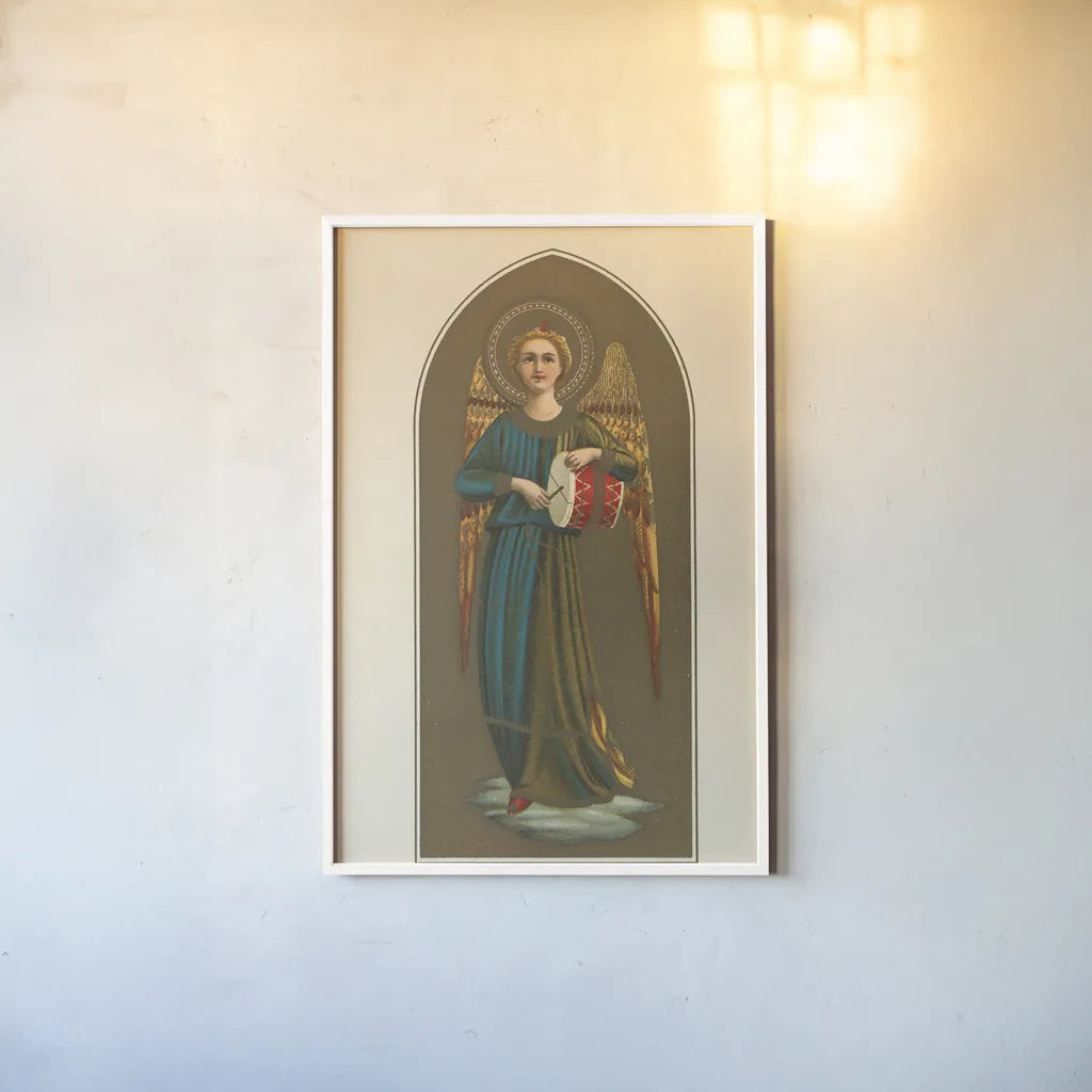 Musical Angel II by Wild Apple Portfolio. shown as a paper print in a white frame. Available as a archival giclee rolled canvas, fine art paper, or poster print. SKU 92488h.
