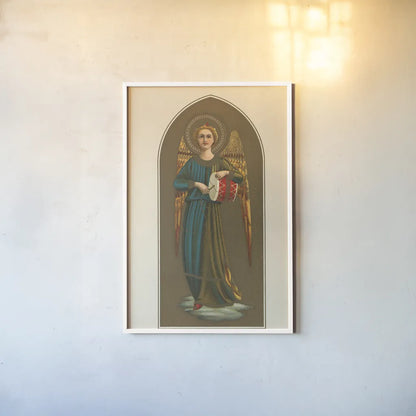 Musical Angel II by Wild Apple Portfolio. shown as a paper print in a white frame. Available as a archival giclee rolled canvas, fine art paper, or poster print. SKU 92488h.