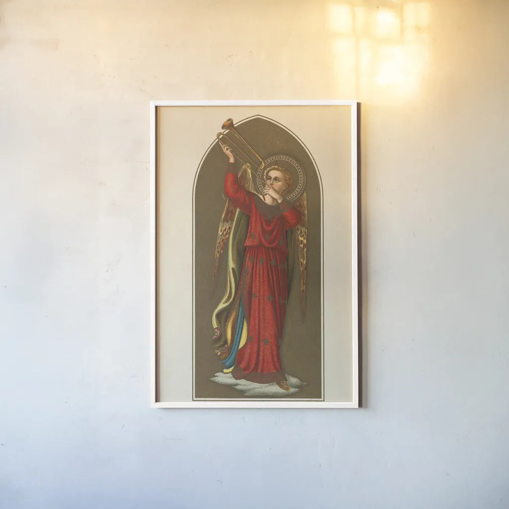 Musical Angel IV by Wild Apple Portfolio. shown as a paper print in a white frame. Available as a archival giclee rolled canvas, fine art paper, or poster print. SKU 92490h.