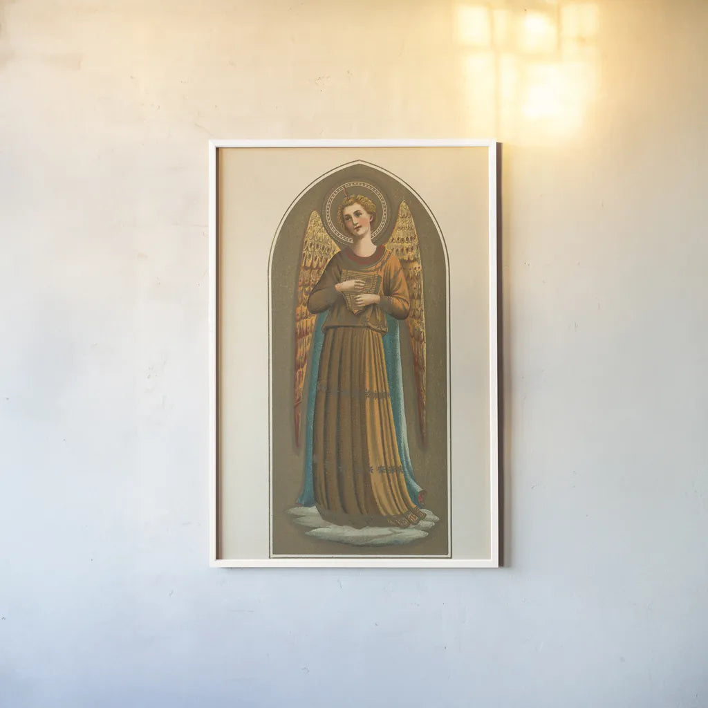 Musical Angel V by Wild Apple Portfolio. shown as a paper print in a white frame. Available as a archival giclee rolled canvas, fine art paper, or poster print. SKU 92491h.