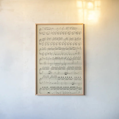 Musical Notes I by Wild Apple Portfolio. shown as a paper print in a natural frame. Available as a archival giclee rolled canvas, fine art paper, or poster print. SKU 37125h.