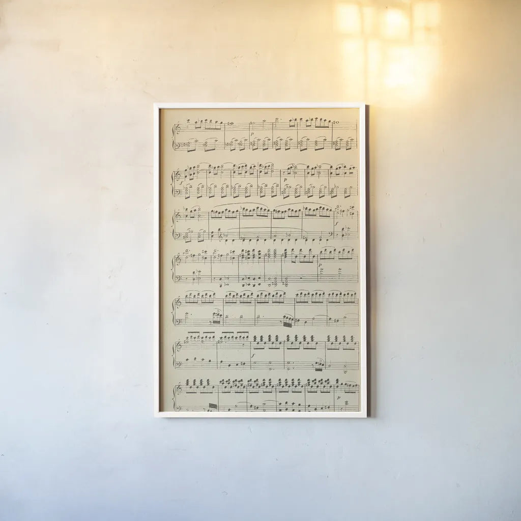Musical Notes I by Wild Apple Portfolio. shown as a paper print in a white frame. Available as a archival giclee rolled canvas, fine art paper, or poster print. SKU 37125h.