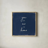 My Home Inspiration I Indigo by Wild Apple Portfolio. Shown in a natural wood glass frame for a timeless modern aesthetic. Available as an archival giclee rolled canvas, fine art paper, or poster print. SKU 80567a.