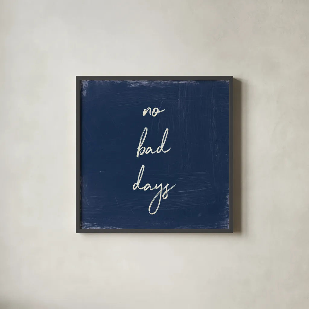 My Home Inspiration II Indigo by Wild Apple Portfolio. Shown in a sleek black glass frame for a contemporary gallery look. Available as an archival giclee rolled canvas, fine art paper, or poster print. SKU 80568a.