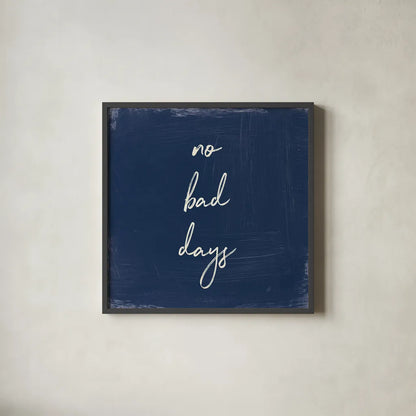 My Home Inspiration II Indigo by Wild Apple Portfolio. Shown in a sleek black glass frame for a contemporary gallery look. Available as an archival giclee rolled canvas, fine art paper, or poster print. SKU 80568a.