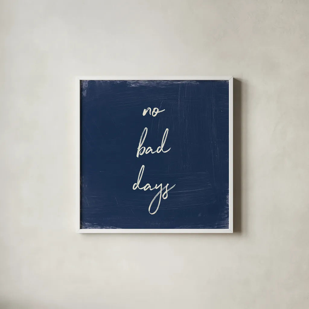 My Home Inspiration II Indigo by Wild Apple Portfolio. Shown in a crisp white glass frame for a clean and minimalist style. Available as an archival giclee rolled canvas, fine art paper, or poster print. SKU 80568a.