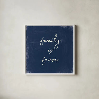 My Home Inspiration III Indigo by Wild Apple Portfolio. Shown in a crisp white glass frame for a clean and minimalist style. Available as an archival giclee rolled canvas, fine art paper, or poster print. SKU 80569a.