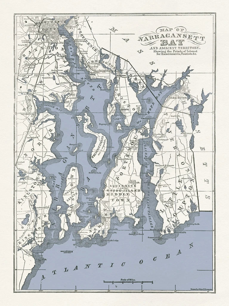 Narragansett Bay Map II by Wild Apple Portfolio