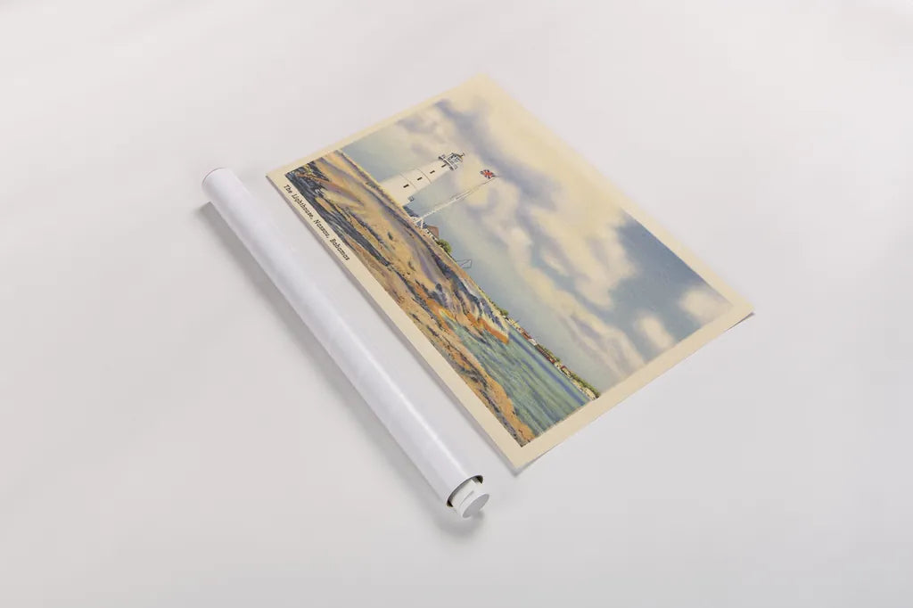 Nassau Lighthouse by Wild Apple Portfolio. shown as a rolled paper print. Available as archival giclee rolled canvas, fine art paper, or poster print. SKU 75652i.