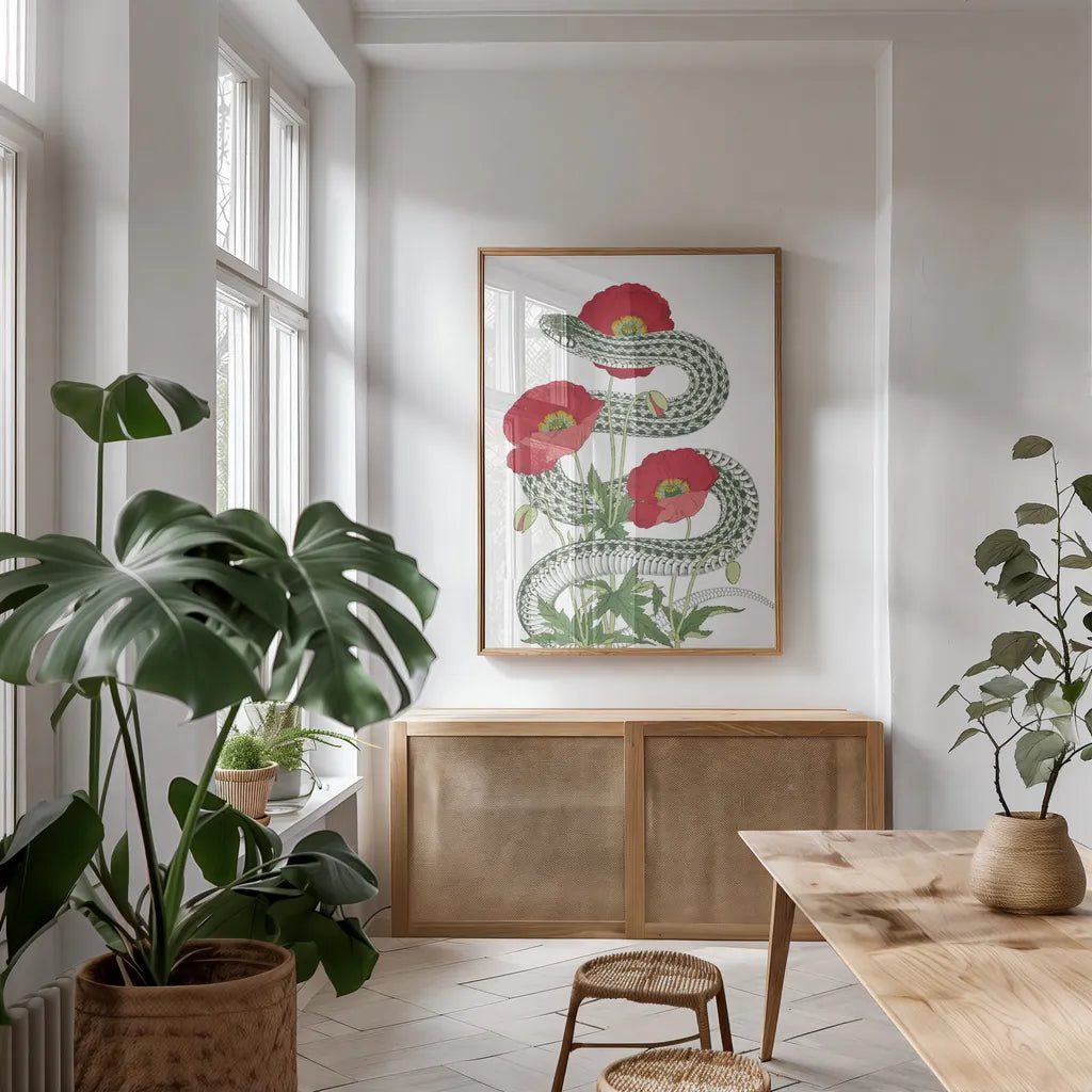 Natural Beauty II Crop by Wild Apple Portfolio. shown as a print in a natural wood frame in a dining room. Available as a archival giclee rolled canvas, fine art paper, or poster print. SKU 56875h.