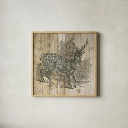 Natural History Lodge III by Wild Apple Portfolio. Shown in a natural wood glass frame for a timeless modern aesthetic. Available as an archival giclee rolled canvas, fine art paper, or poster print. SKU 18654a.