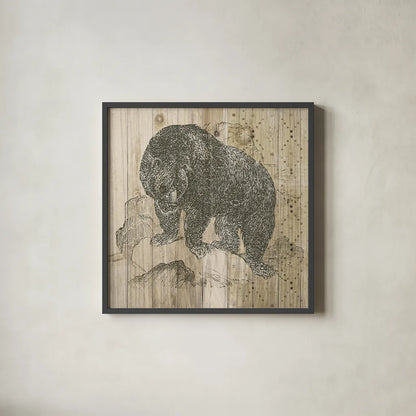 Natural History Lodge IV by Wild Apple Portfolio. Shown in a sleek black glass frame for a contemporary gallery look. Available as an archival giclee rolled canvas, fine art paper, or poster print. SKU 18655a.