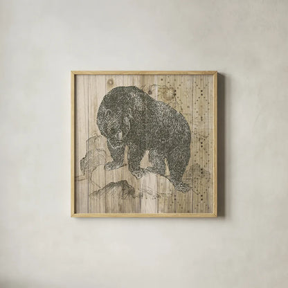 Natural History Lodge IV by Wild Apple Portfolio. Shown in a natural wood glass frame for a timeless modern aesthetic. Available as an archival giclee rolled canvas, fine art paper, or poster print. SKU 18655a.