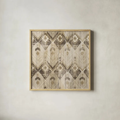 Natural History Lodge Pattern VI by Wild Apple Portfolio. Shown in a natural wood glass frame for a timeless modern aesthetic. Available as an archival giclee rolled canvas, fine art paper, or poster print. SKU 21492a.