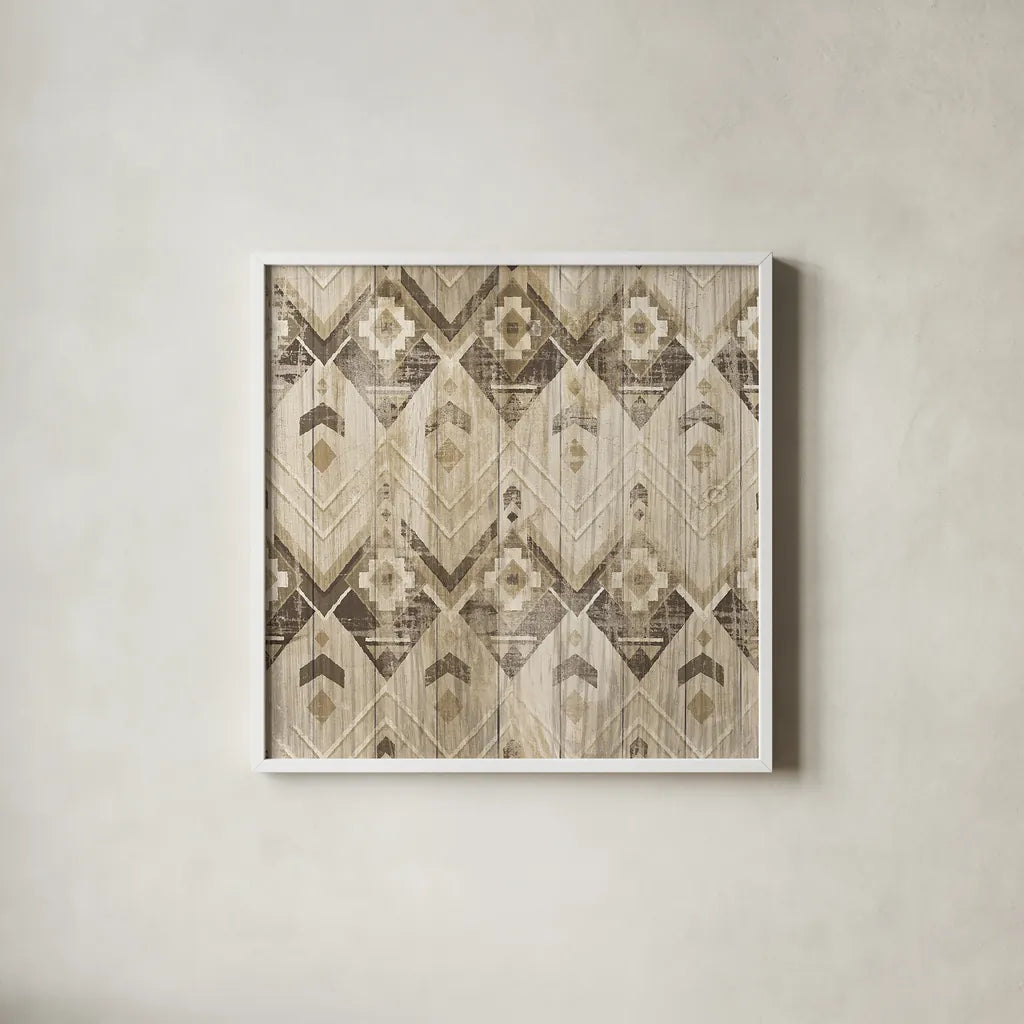Natural History Lodge Pattern VI by Wild Apple Portfolio. Shown in a crisp white glass frame for a clean and minimalist style. Available as an archival giclee rolled canvas, fine art paper, or poster print. SKU 21492a.