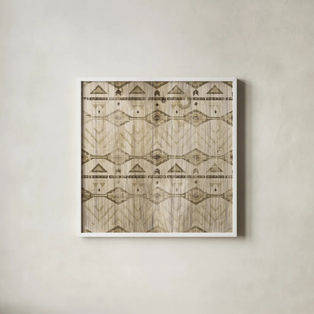 Natural History Lodge Pattern VII by Wild Apple Portfolio. Shown in a crisp white glass frame for a clean and minimalist style. Available as an archival giclee rolled canvas, fine art paper, or poster print. SKU 21493a.