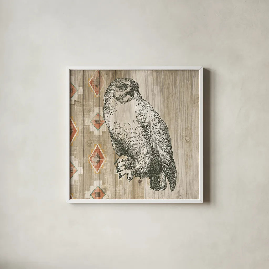 Natural History Lodge Southwest II by Wild Apple Portfolio. Shown in a crisp white glass frame for a clean and minimalist style. Available as an archival giclee rolled canvas, fine art paper, or poster print. SKU 18945a.