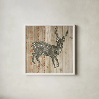 Natural History Lodge Southwest III by Wild Apple Portfolio. Shown in a crisp white glass frame for a clean and minimalist style. Available as an archival giclee rolled canvas, fine art paper, or poster print. SKU 18946a.