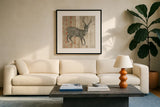 Natural History Lodge Southwest III by Wild Apple Portfolio. Displayed in a glass frame with matte in a clean modern living room. Available as an archival giclee rolled canvas, fine art paper, or poster print. SKU 18946a.