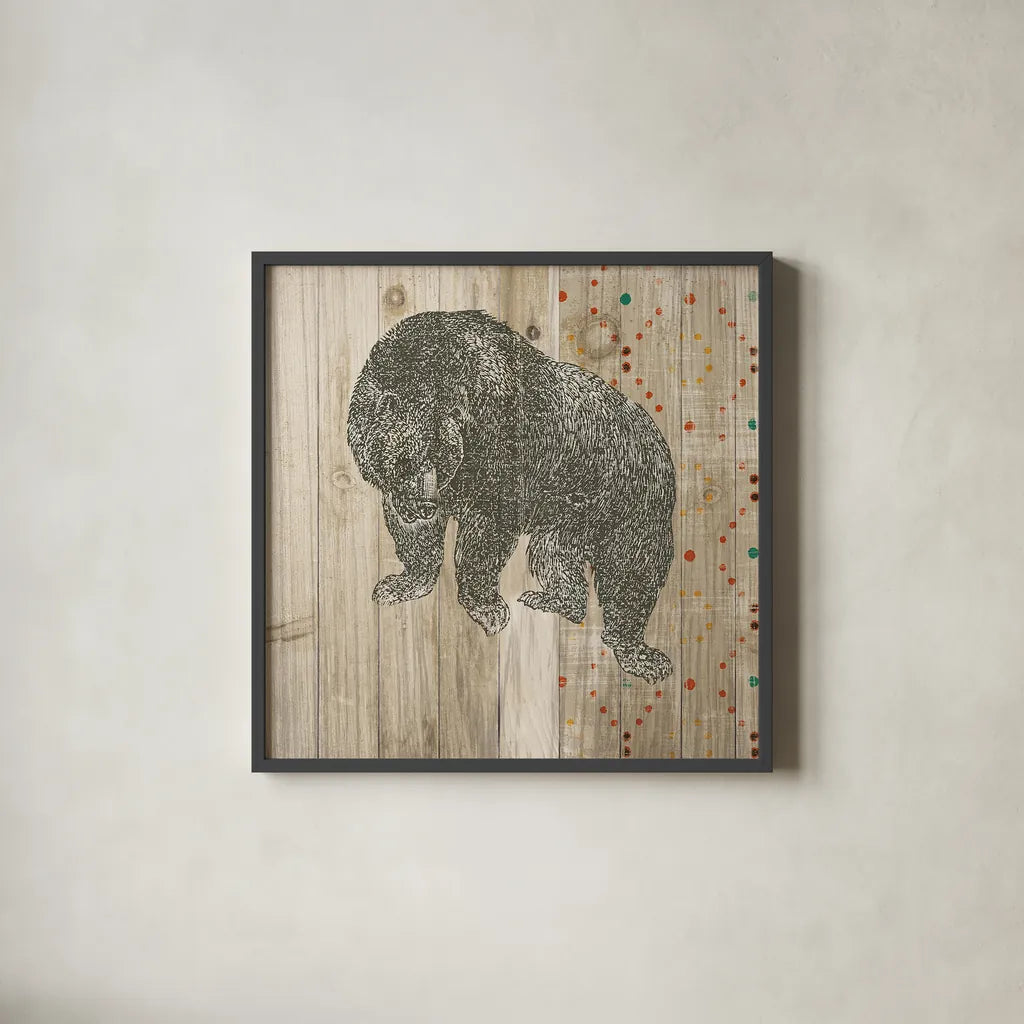 Natural History Lodge Southwest IV by Wild Apple Portfolio. Shown in a sleek black glass frame for a contemporary gallery look. Available as an archival giclee rolled canvas, fine art paper, or poster print. SKU 18947a.