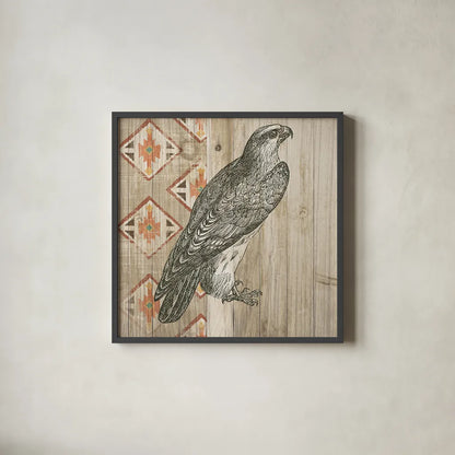 Natural History Lodge Southwest V by Wild Apple Portfolio. Shown in a sleek black glass frame for a contemporary gallery look. Available as an archival giclee rolled canvas, fine art paper, or poster print. SKU 18948a.