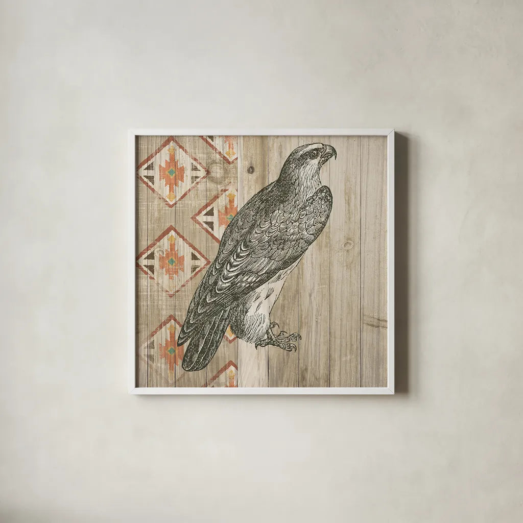 Natural History Lodge Southwest V by Wild Apple Portfolio. Shown in a crisp white glass frame for a clean and minimalist style. Available as an archival giclee rolled canvas, fine art paper, or poster print. SKU 18948a.