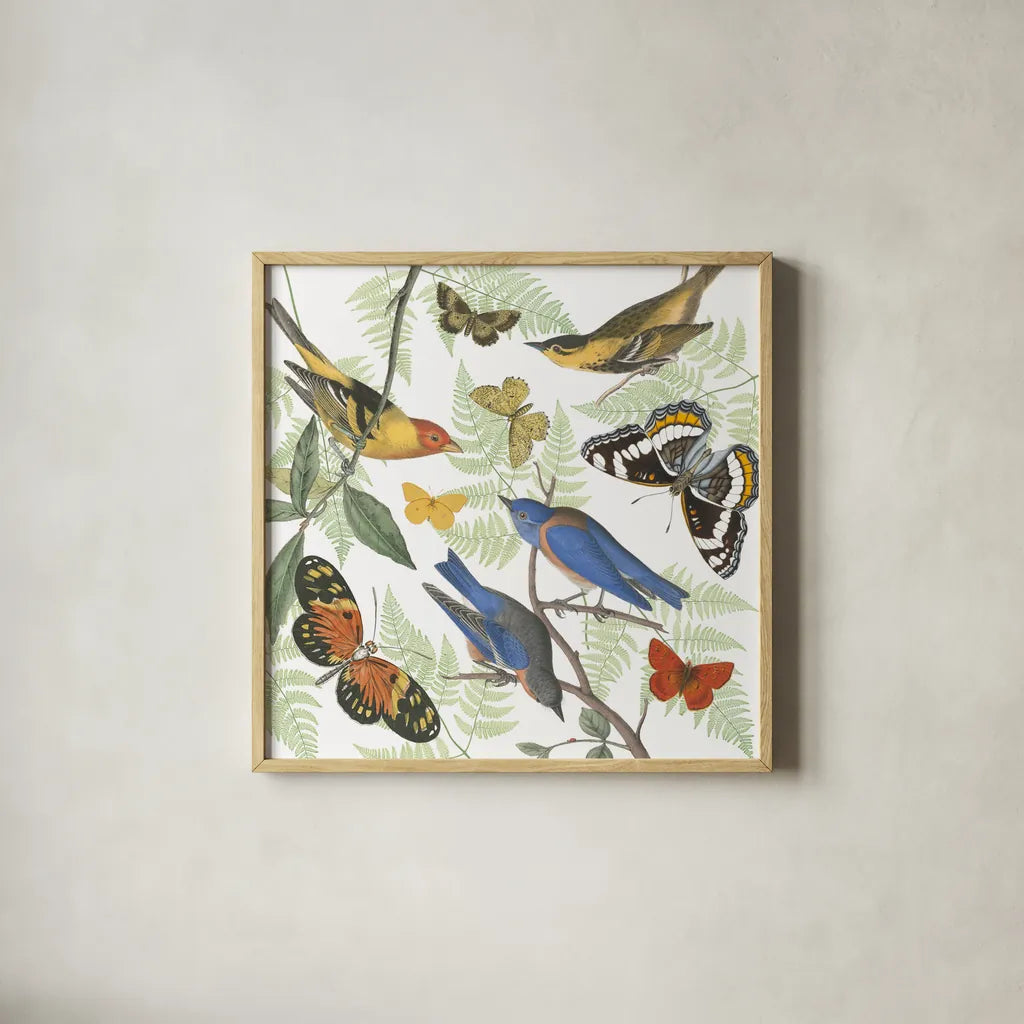 Natures Flight I by Wild Apple Portfolio. Shown in a natural wood glass frame for a timeless modern aesthetic. Available as an archival giclee rolled canvas, fine art paper, or poster print. SKU 48422a.