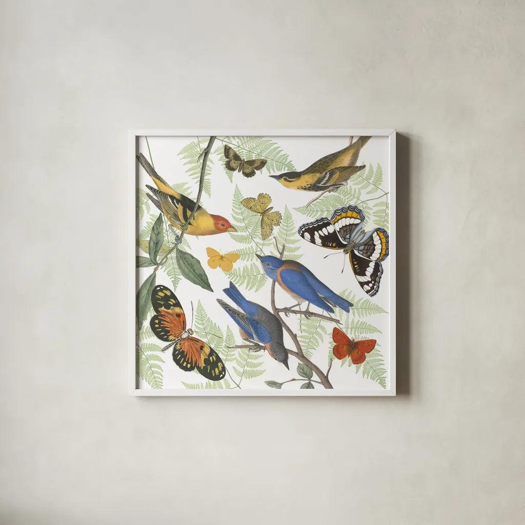 Natures Flight I by Wild Apple Portfolio. Shown in a crisp white glass frame for a clean and minimalist style. Available as an archival giclee rolled canvas, fine art paper, or poster print. SKU 48422a.