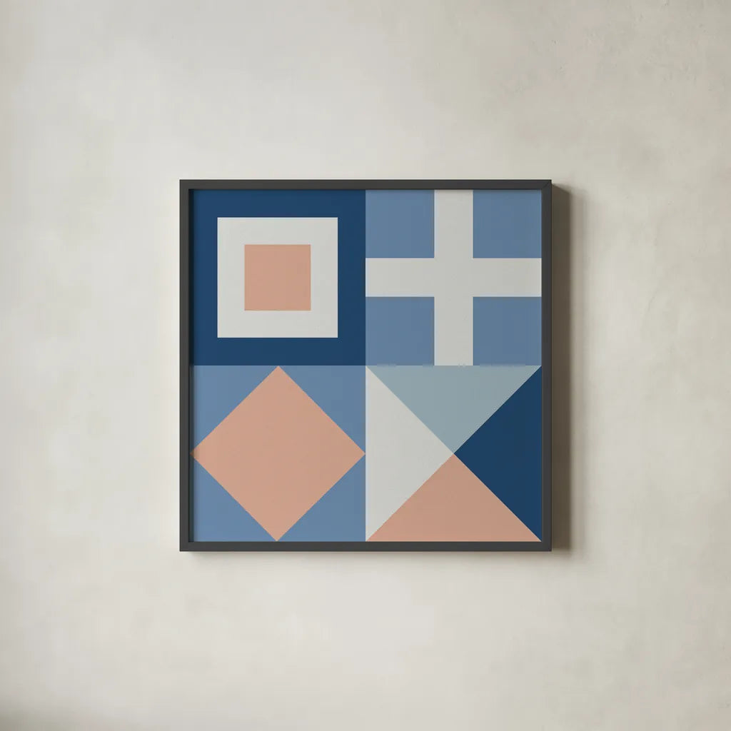 Nautical Flags I by Wild Apple Portfolio. Shown in a sleek black glass frame for a contemporary gallery look. Available as an archival giclee rolled canvas, fine art paper, or poster print. SKU 87318a.