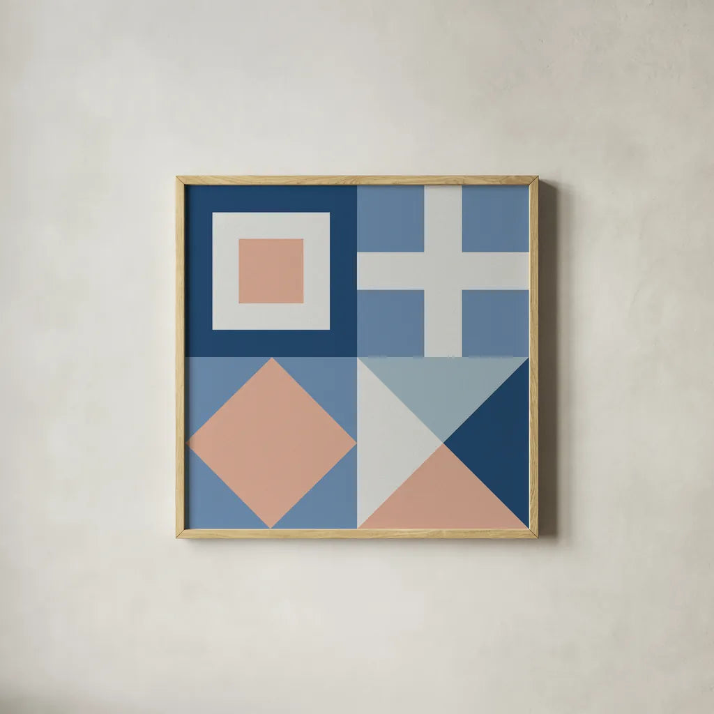 Nautical Flags I by Wild Apple Portfolio. Shown in a natural wood glass frame for a timeless modern aesthetic. Available as an archival giclee rolled canvas, fine art paper, or poster print. SKU 87318a.